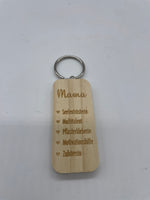 Schlüsselanhänger, Mama, Holz, Braun, Metall, 8x4x1cm, Muttertag