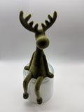 1x Kantenhocker Elch H30cm beflockt 30 x 12 x 10 cm - waldgrün