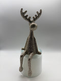 1x Kantenhocker Elch H30cm beflockt 30 x 12 x 10 cm - Gold Glitter Glitzer