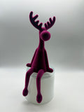 1x Kantenhocker Elch H30cm beflockt 30 x 12 x 10 cm - pink