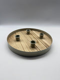 Adventskranz, Kerzenhalter, Holztablett, Holzring, Holz, D25, H3, Natur, Grau, Advent