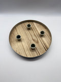 Adventskranz, Kerzenhalter, Holztablett, Holzring, Holz, D25, H3, Natur, Grau, Advent