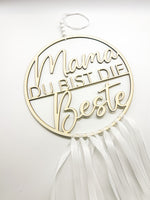 Hoop, Holzring, Muttertag, Holz, "Mama du bist die Beste", inkl. Bändern, Geschenk, Mutter, Mama