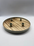 Adventskranz, Kerzenhalter, Holztablett, Holzring, Holz, D30, H3, Natur, Grau, Advent