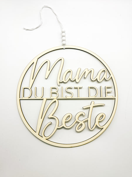 Hoop, Holzring, Muttertag, Holz, "Mama du bist die Beste", Geschenk, Mutter, Mama