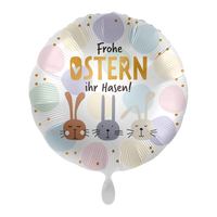 Folienballon, 43cm, Motivballon, leer, Frohe Ostern ihr Hasen