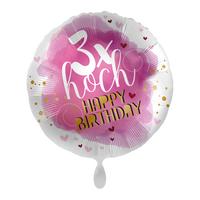 Folienballon, 43cm, Motivballon, leer, 3x hoch Happy Birthday