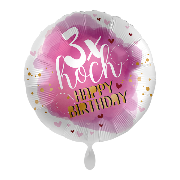 Folienballon, 43cm, Motivballon, leer, 3x hoch Happy Birthday