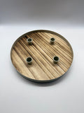 Adventskranz, Kerzenhalter, Holztablett, Holzring, Holz, D30, H3, Natur, Grau, Advent