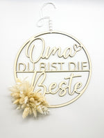 Hoop, Holzring, Muttertag, Holz, "Oma du bist die Beste", inkl. Trockenblumen, Dried Flowers, Geschenk, Mutter, Mama