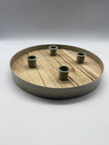 Adventskranz, Kerzenhalter, Holztablett, Holzring, Holz, D25, H3, Natur, Grau, Advent