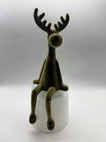 1x Kantenhocker Elch H30cm beflockt 30 x 12 x 10 cm - waldgrün