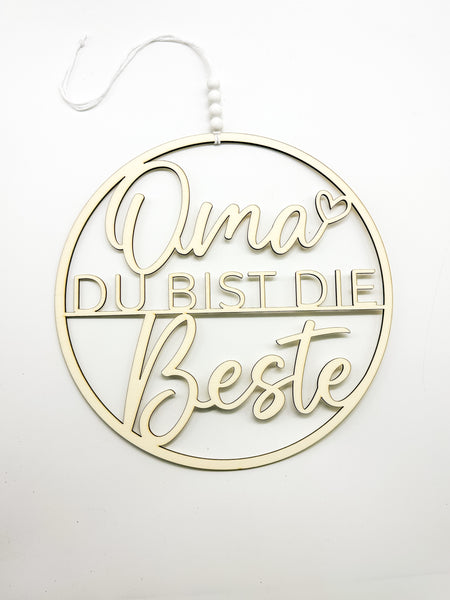 Hoop, Holzring, Muttertag, Holz, "Oma du bist die Beste", Geschenk, Mutter, Mama