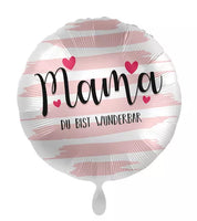 Folienballon, 43cm, Motivballon, leer, Mama DU BIST WUNDERBAR