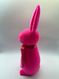 1x Hase Poly H42cm beflockt mit Schleife - neon-pink