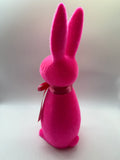 1x Hase Poly H42cm beflockt mit Schleife - neon-pink