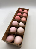 12 Gänseeier natur "Matt", 4 Farben, H8cm, verschiedene rosa Farbtöne, matt, mix