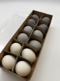 12 Hühnereier natur "Chalk", 3 Farben, H6cm, grau matt, mixc