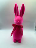 1x Hase Poly H42cm beflockt mit Schleife - neon-pink