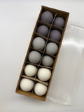 12 Gänseeier natur "Chalk", 3 Farben, H8cm, grau matt, mix