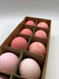 12 Gänseeier natur "Matt", 4 Farben, H8cm, verschiedene rosa Farbtöne, matt, mix