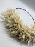 Flower Hoop, Trockenring, Dried Flowers, Trockenblumen cremeweiss, Metallring schwarz, 30cm