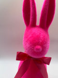 1x Hase Poly H42cm beflockt mit Schleife - neon-pink