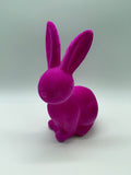 1x Hase, Hasenfigur, Ostern, geflockt, sitzend, 19cm, pink
