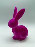 1x Hase, Hasenfigur, Ostern, geflockt, sitzend, 19cm, pink