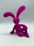 1x Hase, Hasenfigur, Ostern, geflockt, halb liegend, 23cm, pink