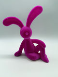 1x Hase, Hasenfigur, Ostern, geflockt, halb liegend, 23cm, pink