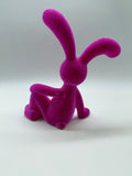 1x Hase, Hasenfigur, Ostern, geflockt, halb liegend, 23cm, pink