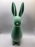 1x Hase, Hasenfigur, Ostern, geflockt, stehend, 48cm, Pastell mint