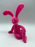 1x Hase, Hasenfigur, Ostern, geflockt, halb liegend, 23cm, rosa