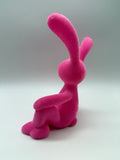1x Hase, Hasenfigur, Ostern, geflockt, halb liegend, 23cm, rosa