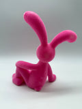 1x Hase, Hasenfigur, Ostern, geflockt, halb liegend, 23cm, rosa
