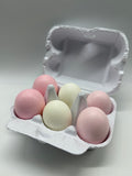6 Stück, Hühnereier, weiss, rosa, mix, Ostereier, leer, Osterdekoration