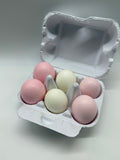 6 Stück, Hühnereier, weiss, rosa, mix, Ostereier, leer, Osterdekoration