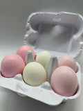 6 Stück, Hühnereier, weiss, rosa, mix, Ostereier, leer, Osterdekoration