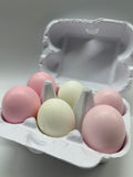 6 Stück, Hühnereier, weiss, rosa, mix, Ostereier, leer, Osterdekoration