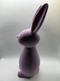 1x Hase, Hasenfigur, Ostern, geflockt, stehend, 48cm, hell lila