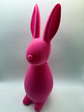 1x Hase, Hasenfigur, Ostern, geflockt, stehend, 48cm, rosa