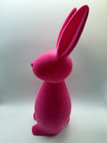 1x Hase, Hasenfigur, Ostern, geflockt, stehend, 48cm, rosa