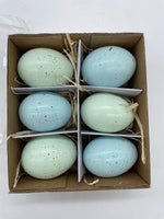 6 Stück, Hühnereier, Pastell, blau, mix, Ostereier, leer, Osterdekoration