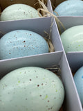 6 Stück, Hühnereier, Pastell, blau, mix, Ostereier, leer, Osterdekoration