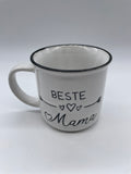 Tasse, Becher, Beste Mama, Steingut, weiß, 9x8x7cm, Muttertag