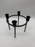 Adventskranz, Ring, Kerzenhalter, schwarz, Metall, 17,5x17 cm, für Spitz- oder Stabkerzen, rund