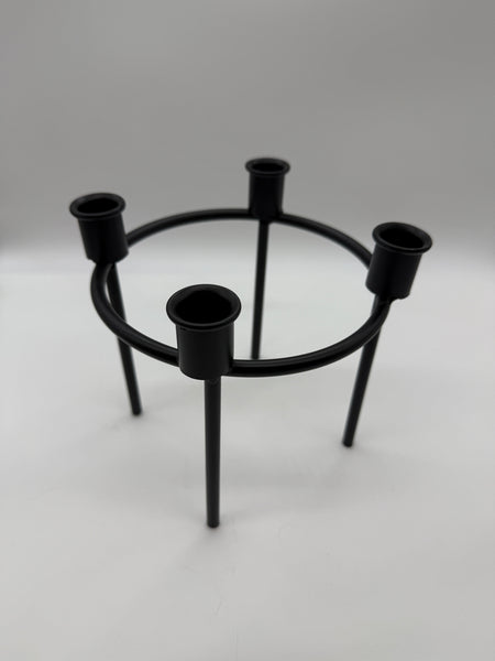 Adventskranz, Ring, Kerzenhalter, schwarz, Metall, 17,5x17 cm, für Spitz- oder Stabkerzen, rund