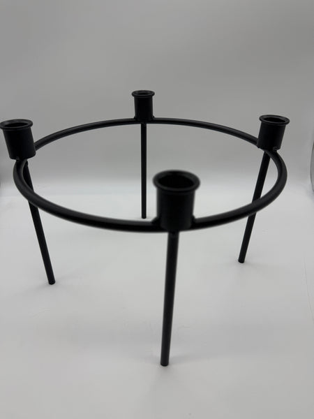 Adventskranz, Ring, Kerzenhalter, schwarz, Metall, 27x20 cm, für Spitz- oder Stabkerzen, rund
