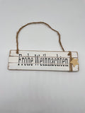 Schild, Hänger, Holz, weiss, "Frohe Weihnachten", Weihnachtsdekoration